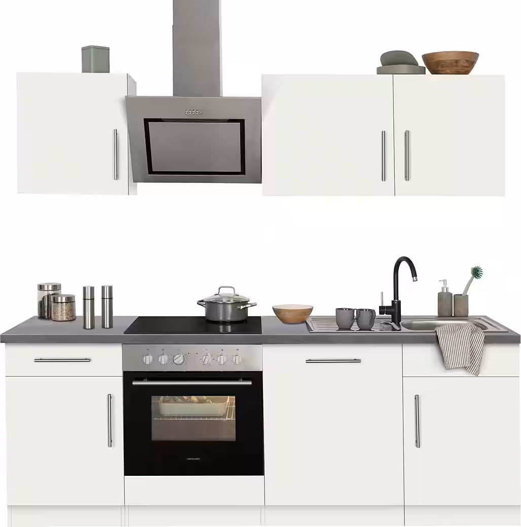 wiho Küchen Küchenzeile Cali - Küche mit E-Geräten - Komplett Set, Breite 220cm, Küche mit Hanseatic E-Geräten – Image 9