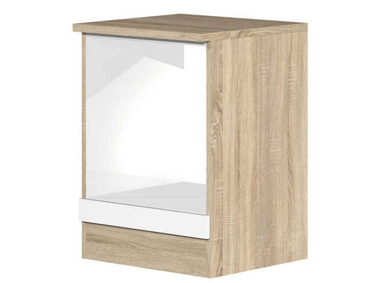 Flex-Well Herdumbauschrank Herdumbauschrank - 60 cm breit - Weiß Sonoma Eiche – Salerno