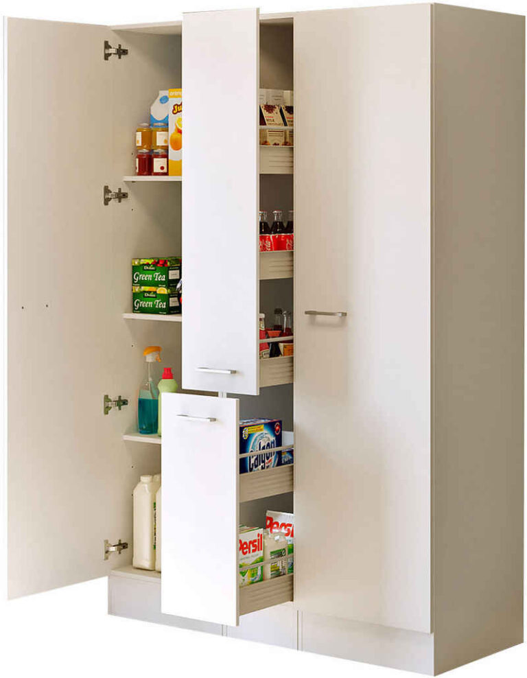 Flex-Well Mehrzweckschrank-Set LUCCA, 3-teilig, Hauswirtschaftsraum oder Küche..., Breite 130 cm, (Komplett-Set, 3-St., bestehend aus: 2 Vorratsschränken und 1 Auszugsschrank), Kombination aus 2 Vorratsschränken und 1 Auszugsschrank