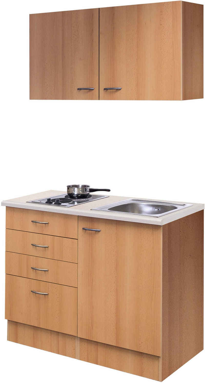 Flex-Well Pantryküche Nano, Gesamtbreite 100 cm, mit Kochfeld und Spüle, viele Farbenvarianten – Image 1