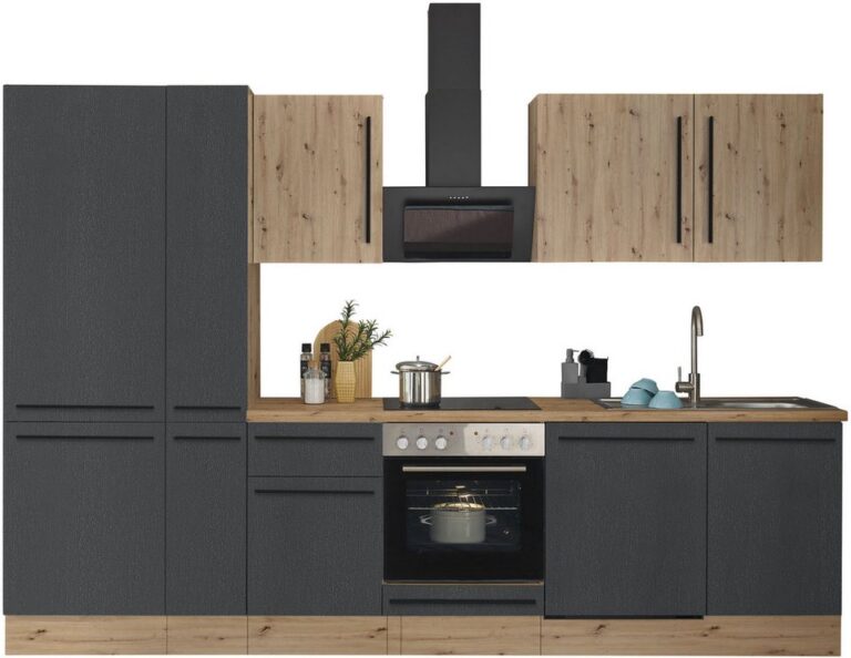 KOCHSTATION Küchenzeile Florida, Breite 310 cm, wahlweise mit E-Geräten,Softclose für Türen/Schubkästen