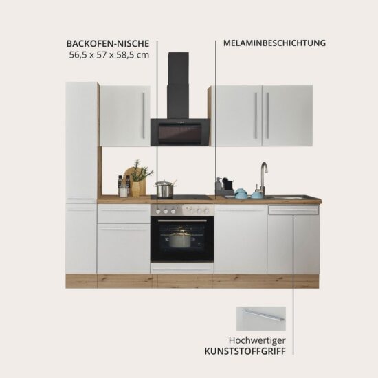 KOCHSTATION Küchenzeile Florida, Breite 240 cm, wahlweise mit E-Geräten,Softclose für Türen/Schubkästen – Image 3