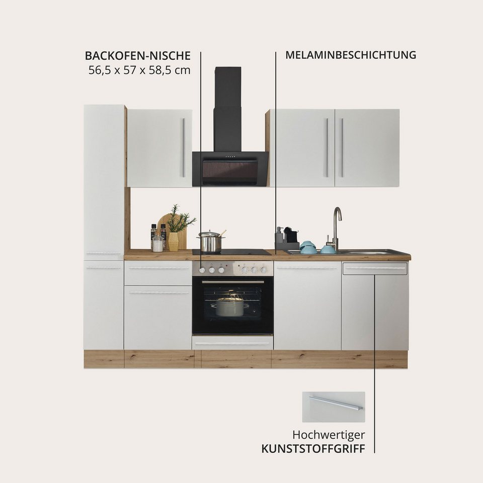 KOCHSTATION Küchenzeile Florida, Breite 240 cm, wahlweise mit E-Geräten,Softclose für Türen/Schubkästen – Image 3