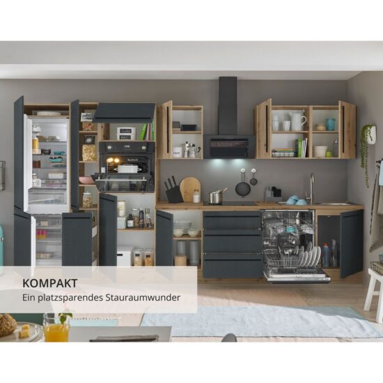 KOCHSTATION Küchenzeile Florida, Breite 370 cm, wahlweise mit E-Geräten,Softclose für Türen/Schubkästen – Image 4