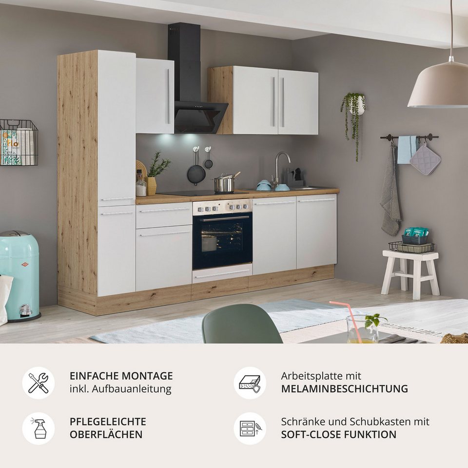 KOCHSTATION Küchenzeile Florida, Breite 240 cm, wahlweise mit E-Geräten,Softclose für Türen/Schubkästen – Image 5