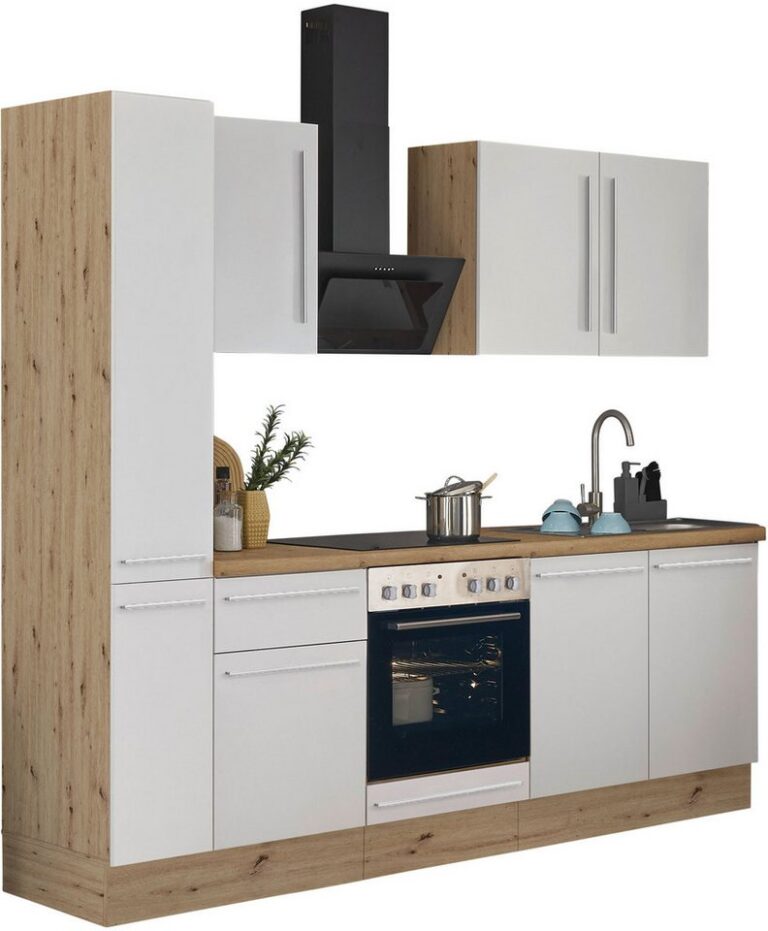 KOCHSTATION Küchenzeile Florida, Breite 240 cm, wahlweise mit E-Geräten,Softclose für Türen/Schubkästen