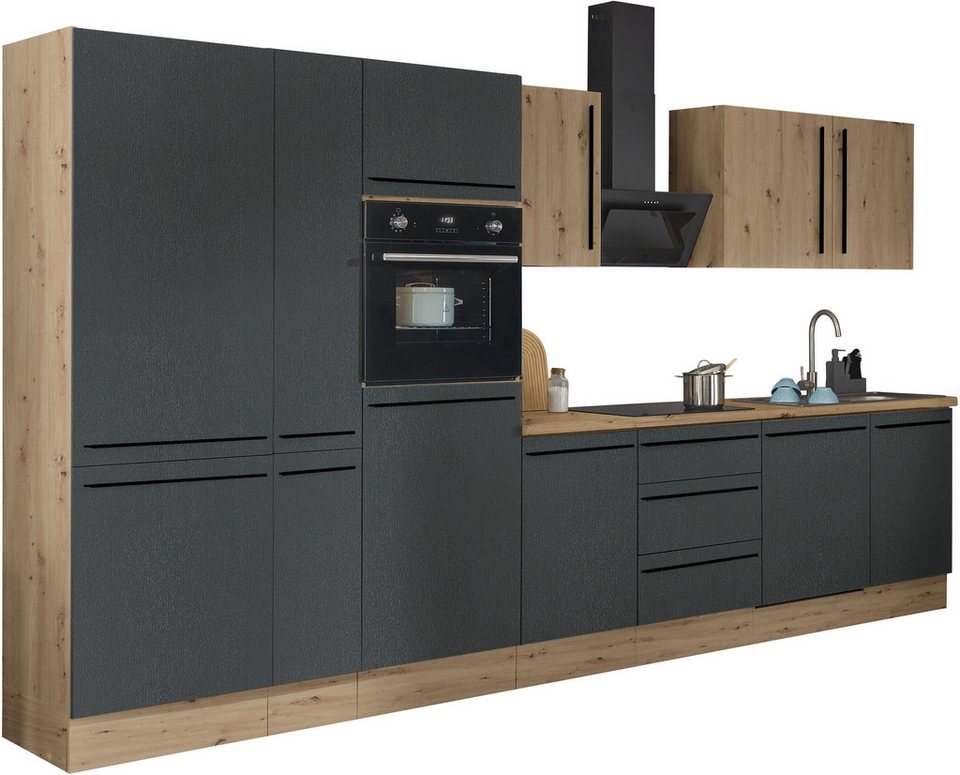 KOCHSTATION Küchenzeile Florida, Breite 370 cm, wahlweise mit E-Geräten,Softclose für Türen/Schubkästen – Image 6