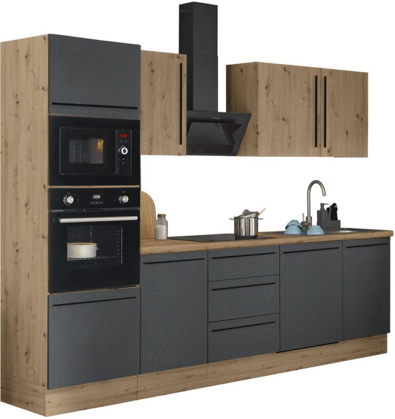 KOCHSTATION Küchenzeile Florida, Breite 280 cm, wahlweise mit E-Geräten,Softclose für Türen/Schubkästen