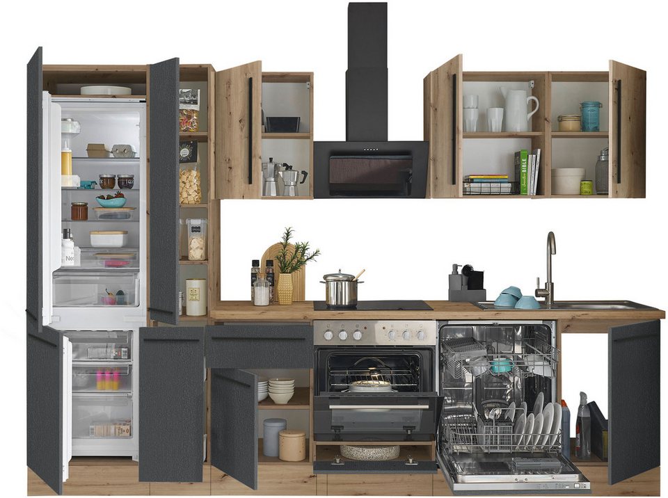 KOCHSTATION Küchenzeile Florida, Breite 310 cm, wahlweise mit E-Geräten,Softclose für Türen/Schubkästen – Image 7