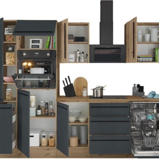 KOCHSTATION Küchenzeile Florida, Breite 370 cm, wahlweise mit E-Geräten,Softclose für Türen/Schubkästen – Image 7