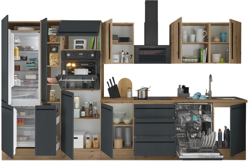 KOCHSTATION Küchenzeile Florida, Breite 370 cm, wahlweise mit E-Geräten,Softclose für Türen/Schubkästen – Image 7