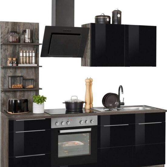 KOCHSTATION Küchenzeile KS-Brindisi, Breite 210 cm, wahlweise mit E-Geräten, mit MDF-Fronten und Regal – Image 3