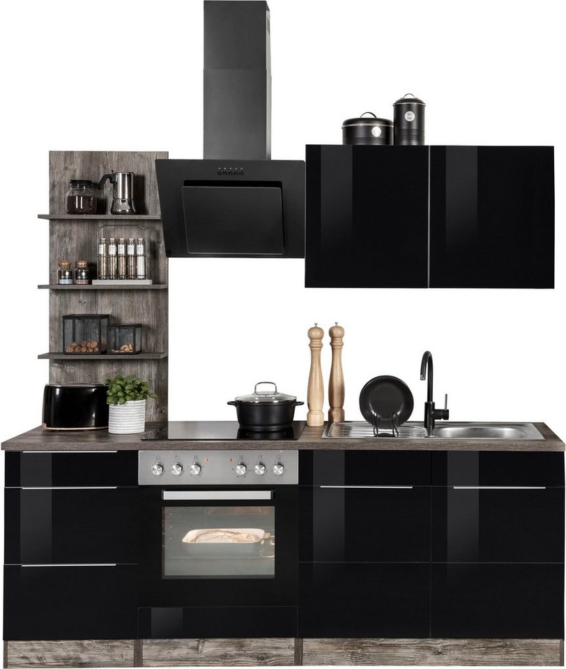 KOCHSTATION Küchenzeile KS-Brindisi, Breite 210 cm, wahlweise mit E-Geräten, mit MDF-Fronten und Regal – Image 4