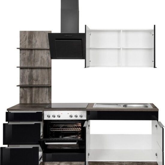 KOCHSTATION Küchenzeile KS-Brindisi, Breite 210 cm, wahlweise mit E-Geräten, mit MDF-Fronten und Regal – Image 5