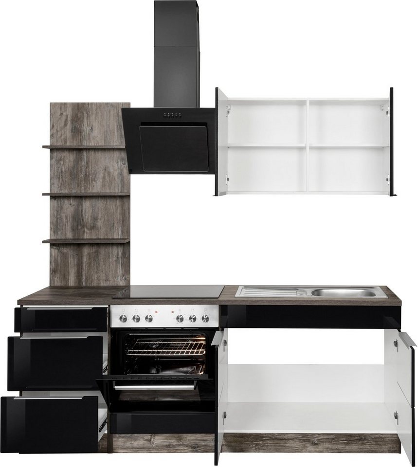 KOCHSTATION Küchenzeile KS-Brindisi, Breite 210 cm, wahlweise mit E-Geräten, mit MDF-Fronten und Regal – Image 5