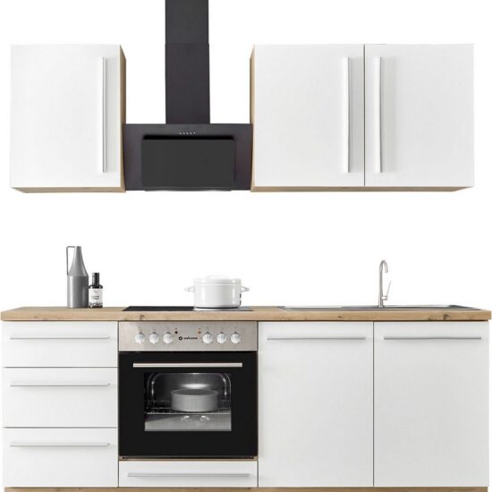 KOCHSTATION Küchenzeile KS-Florida mit 38mm starker Arbeitsplatte, Breite 210 cm, wahlweise mit E-Geräten, Soft-Close-Funktion – Image 1
