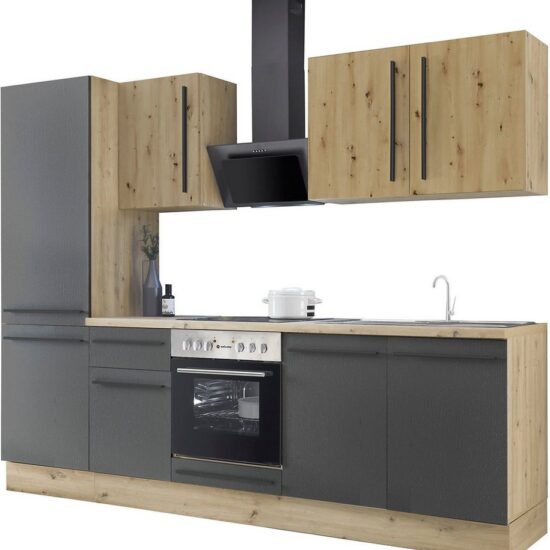 KOCHSTATION Küchenzeile KS-Florida mit 38mm starker Arbeitsplatte, Breite 270 cm, wahlweise mit E-Geräten, Soft-Close-Funktion – Image 1