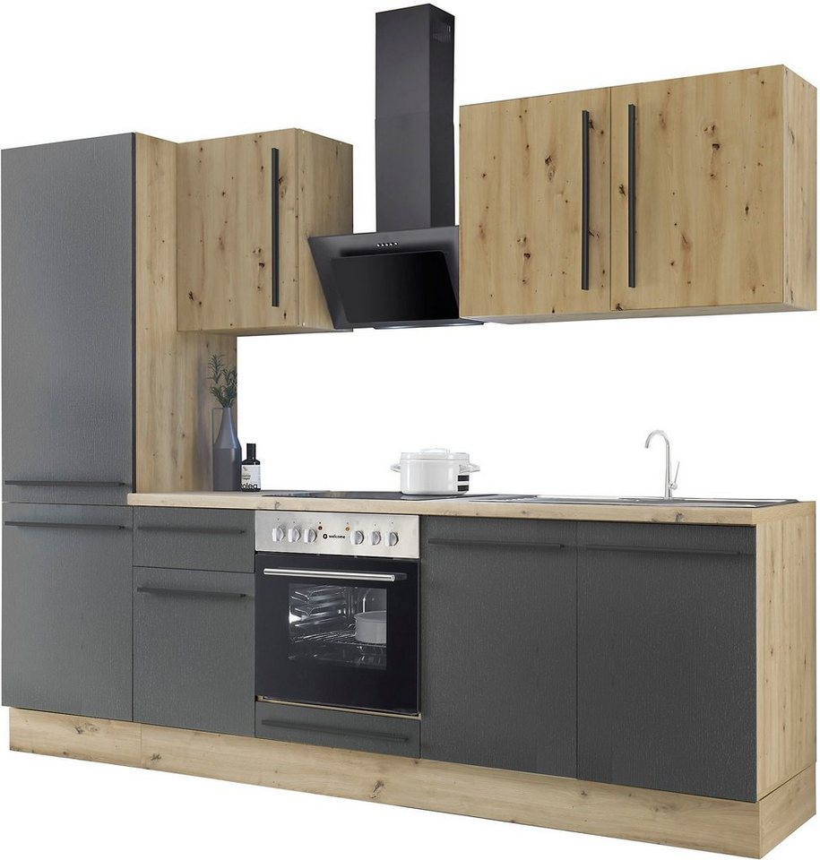KOCHSTATION Küchenzeile KS-Florida mit 38mm starker Arbeitsplatte, Breite 270 cm, wahlweise mit E-Geräten, Soft-Close-Funktion – Image 1