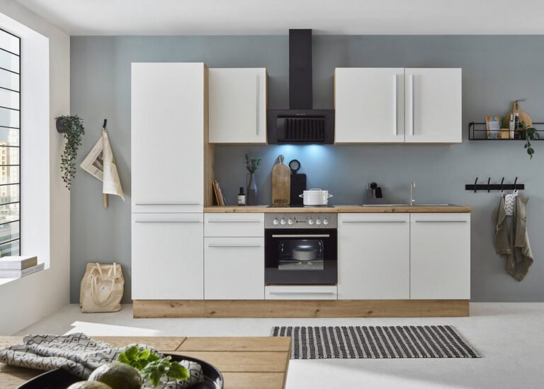 KOCHSTATION Küchenzeile KS-Florida mit 38mm starker Arbeitsplatte, Breite 280 cm, wahlweise mit E-Geräten, Soft-Close-Funktion