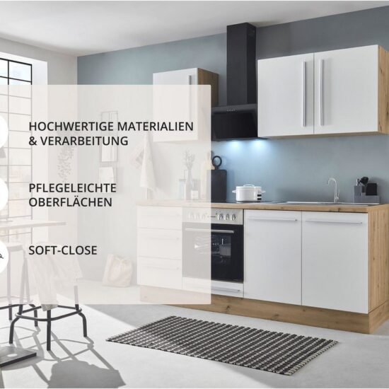 KOCHSTATION Küchenzeile KS-Florida mit 38mm starker Arbeitsplatte, Breite 210 cm, wahlweise mit E-Geräten, Soft-Close-Funktion – Image 3