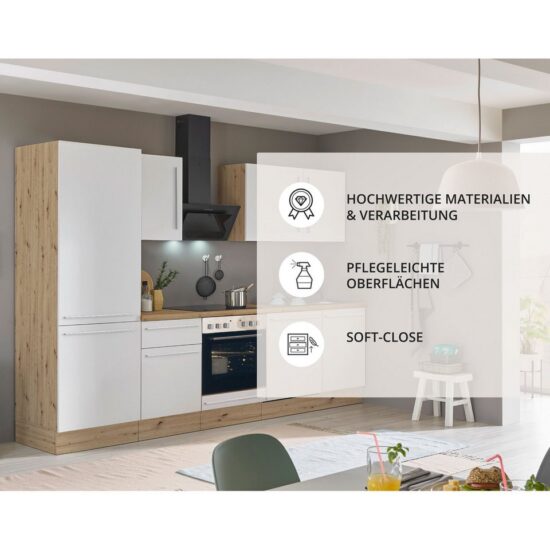 KOCHSTATION Küchenzeile KS-Florida mit 38mm starker Arbeitsplatte, Breite 280 cm, wahlweise mit E-Geräten, Soft-Close-Funktion – Image 4