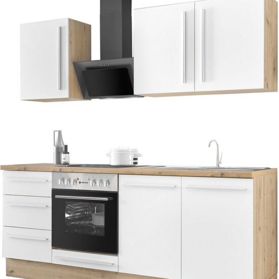 KOCHSTATION Küchenzeile KS-Florida mit 38mm starker Arbeitsplatte, Breite 210 cm, wahlweise mit E-Geräten, Soft-Close-Funktion – Image 4