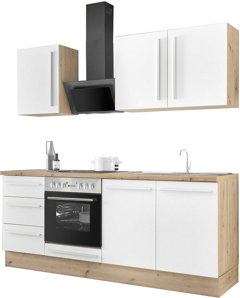 KOCHSTATION Küchenzeile KS-Florida mit 38mm starker Arbeitsplatte, Breite 210 cm, wahlweise mit E-Geräten, Soft-Close-Funktion – Image 4