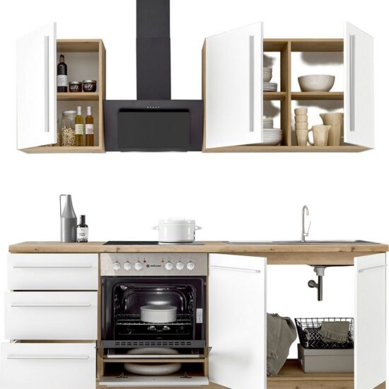 KOCHSTATION Küchenzeile KS-Florida mit 38mm starker Arbeitsplatte, Breite 210 cm, wahlweise mit E-Geräten, Soft-Close-Funktion – Image 5