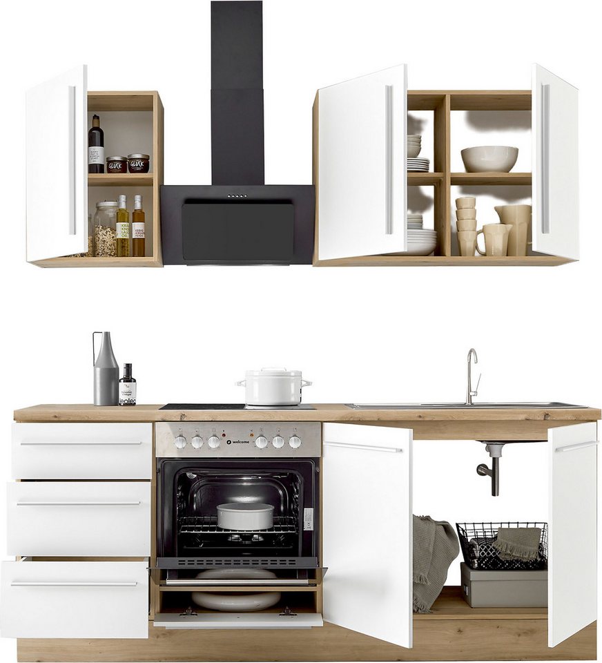 KOCHSTATION Küchenzeile KS-Florida mit 38mm starker Arbeitsplatte, Breite 210 cm, wahlweise mit E-Geräten, Soft-Close-Funktion – Image 5