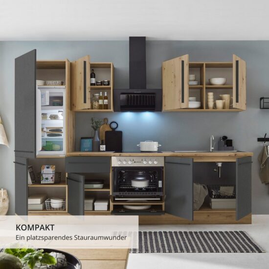 KOCHSTATION Küchenzeile KS-Florida mit 38mm starker Arbeitsplatte, Breite 270 cm, wahlweise mit E-Geräten, Soft-Close-Funktion – Image 5