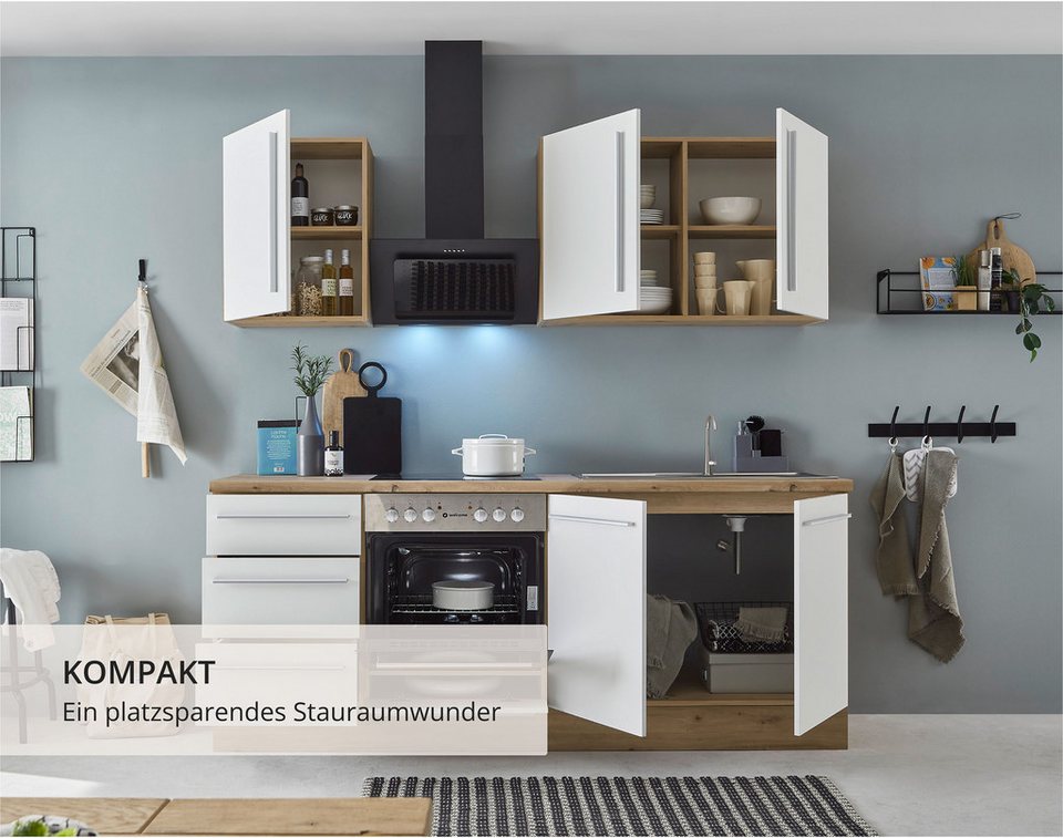KOCHSTATION Küchenzeile KS-Florida mit 38mm starker Arbeitsplatte, Breite 210 cm, wahlweise mit E-Geräten, Soft-Close-Funktion – Image 7