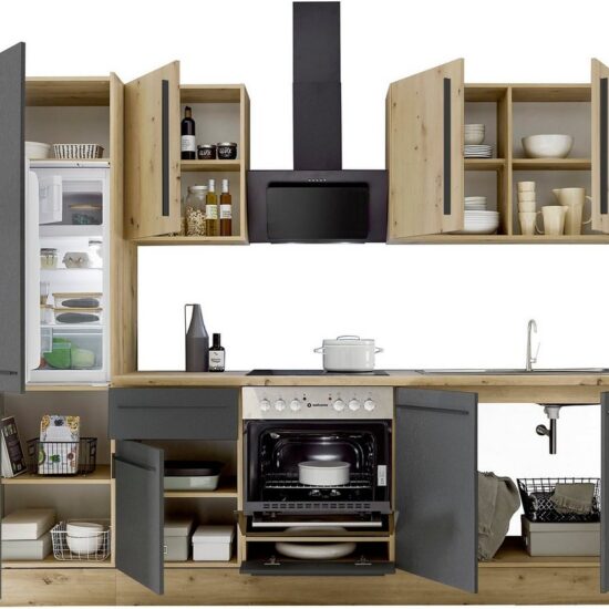 KOCHSTATION Küchenzeile KS-Florida mit 38mm starker Arbeitsplatte, Breite 270 cm, wahlweise mit E-Geräten, Soft-Close-Funktion – Image 7