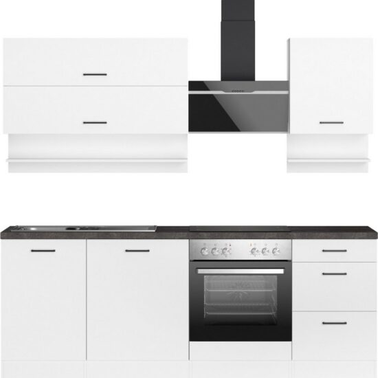 KOCHSTATION Küchenzeile KS-Frieda Breite 220 cm, wahlweise mit E-Geräten, mit 38mm starker Arbeitsplatte – Image 1