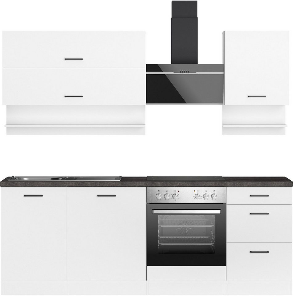 KOCHSTATION Küchenzeile KS-Frieda Breite 220 cm, wahlweise mit E-Geräten, mit 38mm starker Arbeitsplatte – Image 1