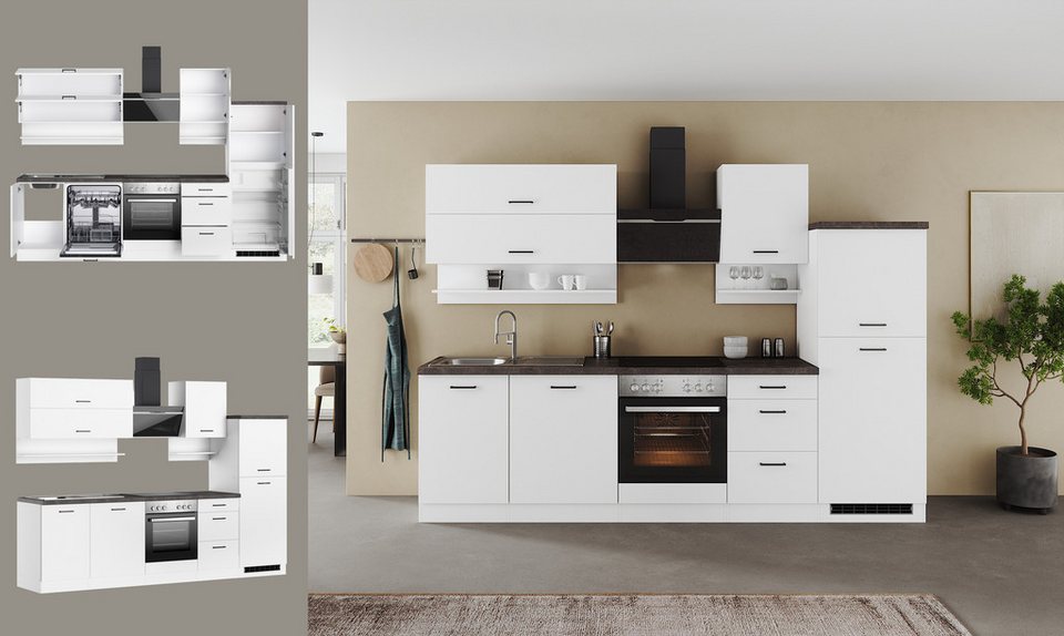 KOCHSTATION Küchenzeile KS-Frieda Breite 280 cm, wahlweise mit E-Geräten, mit 38mm starker Arbeitsplatte – Image 3