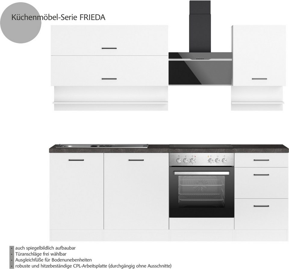 KOCHSTATION Küchenzeile KS-Frieda Breite 220 cm, wahlweise mit E-Geräten, mit 38mm starker Arbeitsplatte – Image 3