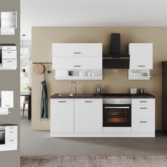 KOCHSTATION Küchenzeile KS-Frieda Breite 220 cm, wahlweise mit E-Geräten, mit 38mm starker Arbeitsplatte – Image 4