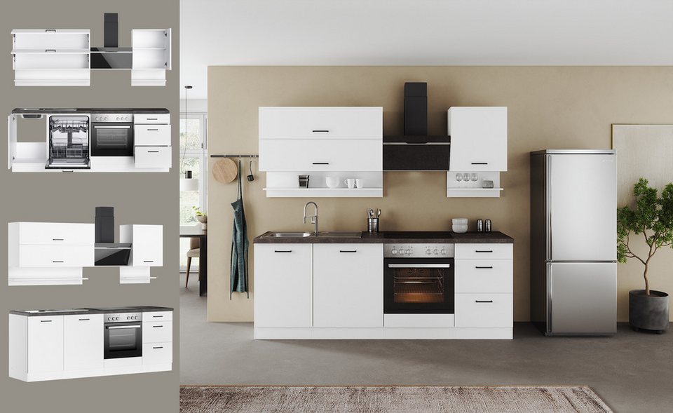 KOCHSTATION Küchenzeile KS-Frieda Breite 220 cm, wahlweise mit E-Geräten, mit 38mm starker Arbeitsplatte – Image 4