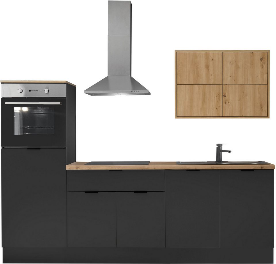 KOCHSTATION Küchenzeile KS-Georgia, mit 38mm starker Arbeitsplatte, Breite 250 cm, wahlweise mit E-Geräten und Kühlschrank – Image 1
