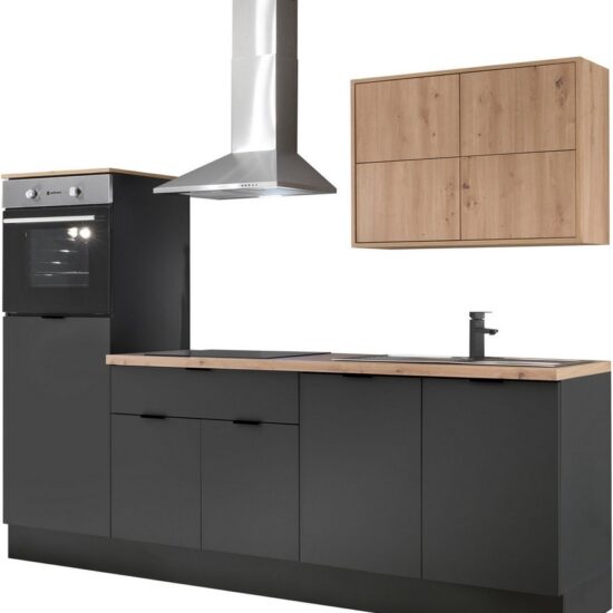 KOCHSTATION Küchenzeile KS-Georgia, mit 38mm starker Arbeitsplatte, Breite 250 cm, wahlweise mit E-Geräten und Kühlschrank – Image 3
