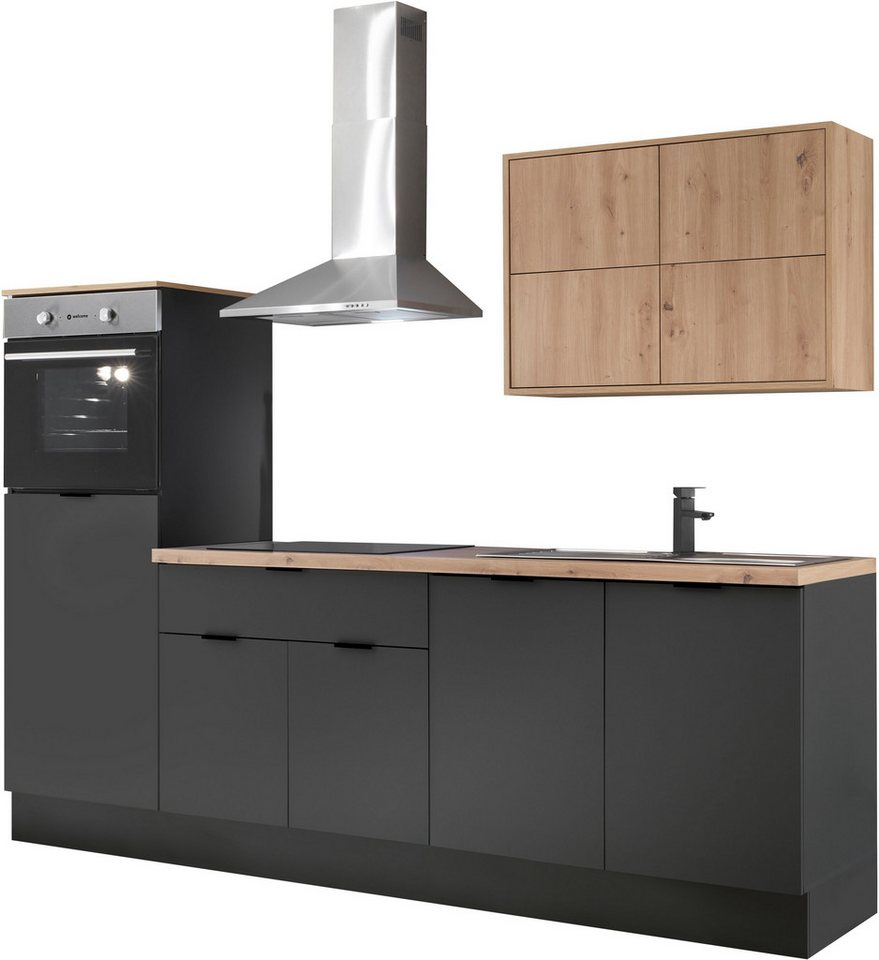 KOCHSTATION Küchenzeile KS-Georgia, mit 38mm starker Arbeitsplatte, Breite 250 cm, wahlweise mit E-Geräten und Kühlschrank – Image 3