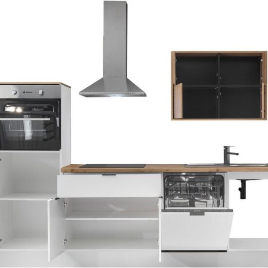 KOCHSTATION Küchenzeile KS-Georgia, mit 38mm starker Arbeitsplatte, Breite 260 cm, wahlweise mit E-Geräten und Kühlschrank – Image 4