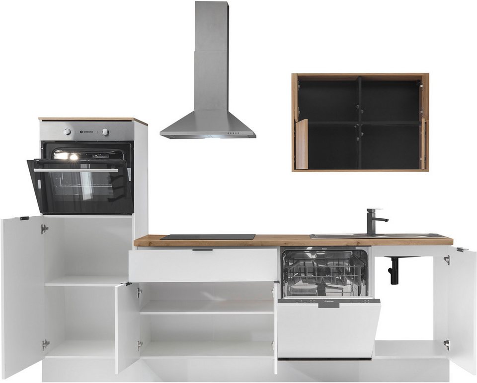 KOCHSTATION Küchenzeile KS-Georgia, mit 38mm starker Arbeitsplatte, Breite 260 cm, wahlweise mit E-Geräten und Kühlschrank – Image 4