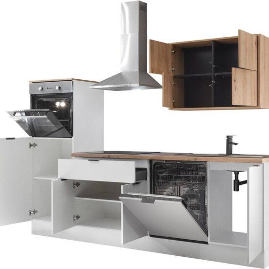 KOCHSTATION Küchenzeile KS-Georgia, mit 38mm starker Arbeitsplatte, Breite 260 cm, wahlweise mit E-Geräten und Kühlschrank – Image 5