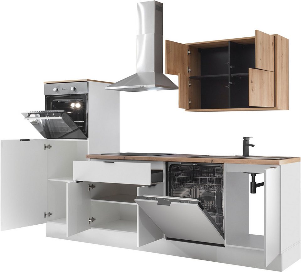 KOCHSTATION Küchenzeile KS-Georgia, mit 38mm starker Arbeitsplatte, Breite 260 cm, wahlweise mit E-Geräten und Kühlschrank – Image 5