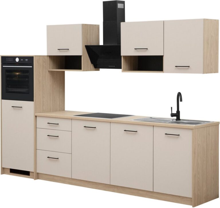 KOCHSTATION Küchenzeile KS-Kolari, Küchenblock Made in Germany, Breite 290 cm, wahlweise mit Hanseatic-E-Geräten