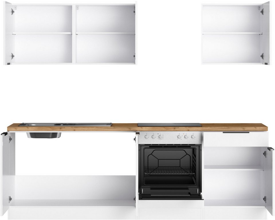 KOCHSTATION Küchenzeile KS-Lagos2, Breite 240 cm, wahlweise mit E-Geräten, mit 38mm starker Arbeitsplatte – Image 4