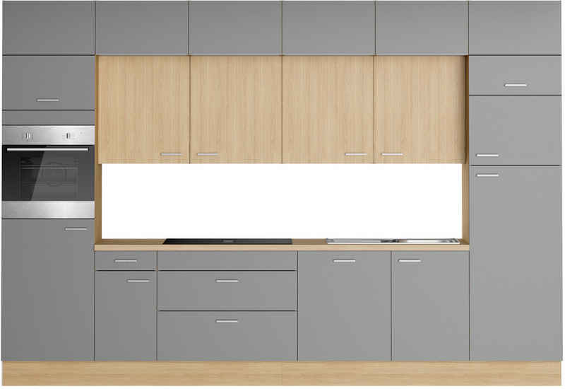 KOCHSTATION Küchenzeile KS-Lucy wahlweise mit Induktionskochfeld mit integriertem Dunstabzug, Breite 360 cm, Soft-Close, inkl. Zubehör, wahlweise mit E-Geräten – Image 1