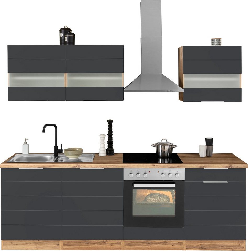 KOCHSTATION Küchenzeile KS-Luhe, 240 cm breit, wahlweise mit oder ohne E-Geräten, gefräste MDF-Fronten – Image 1