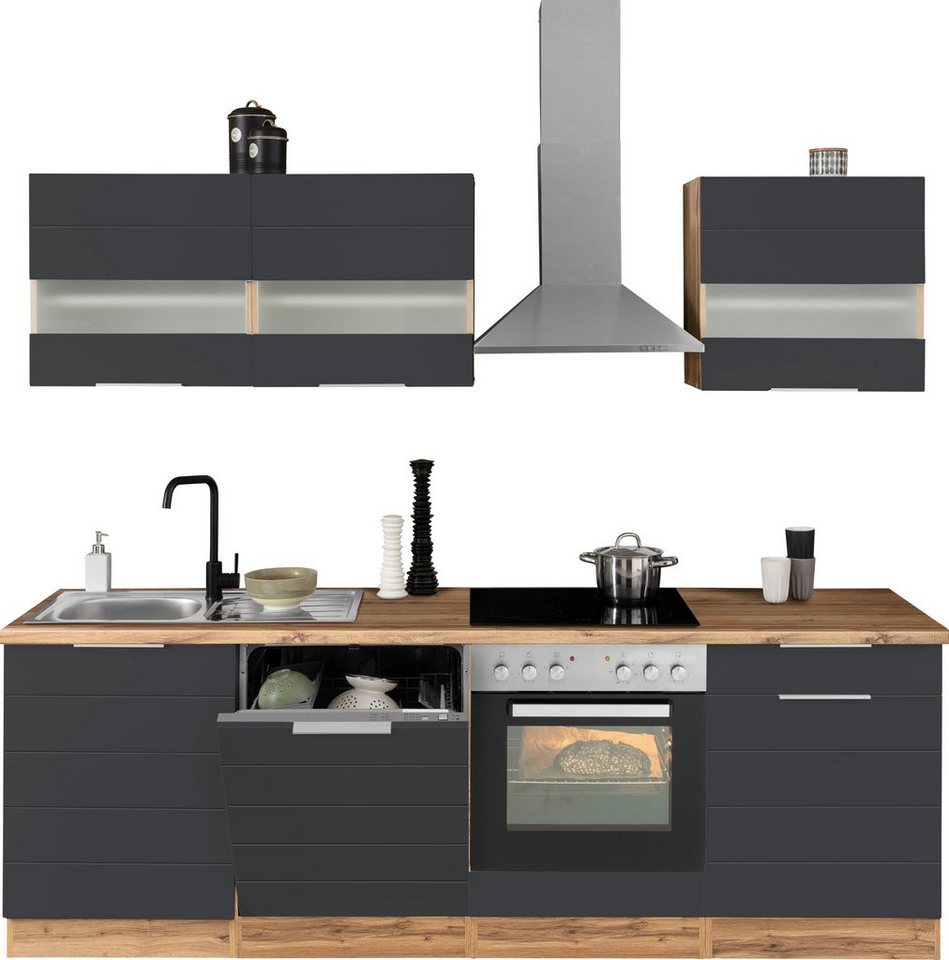 KOCHSTATION Küchenzeile KS-Luhe, 240 cm breit, wahlweise mit oder ohne E-Geräten, gefräste MDF-Fronten – Image 3